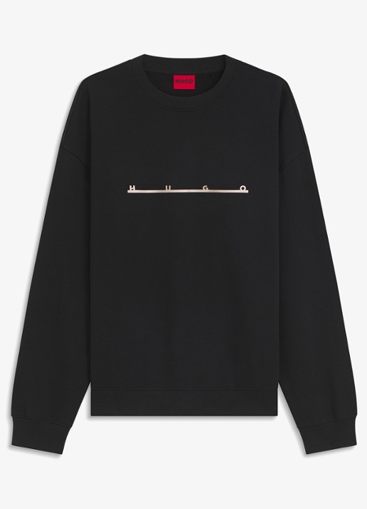 HUGO Sweater met logo - voorkant 4 zwart