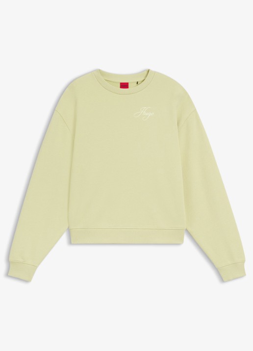 HUGO Sweater met logoborduring - voorkant beige