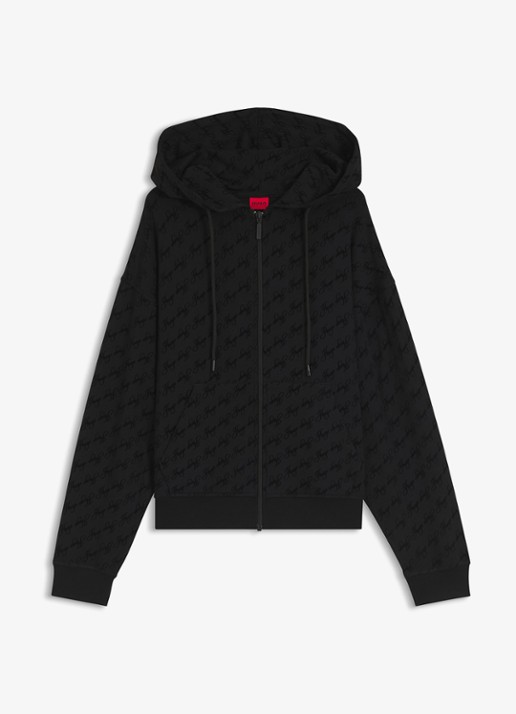 HUGO Sweatvest met capuchon en flockprint