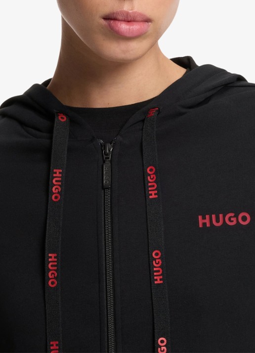 HUGO Sweatvest met capuchon - detail 2 zwart
