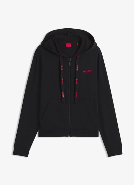 HUGO Sweatvest met capuchon - voorkant 3 zwart