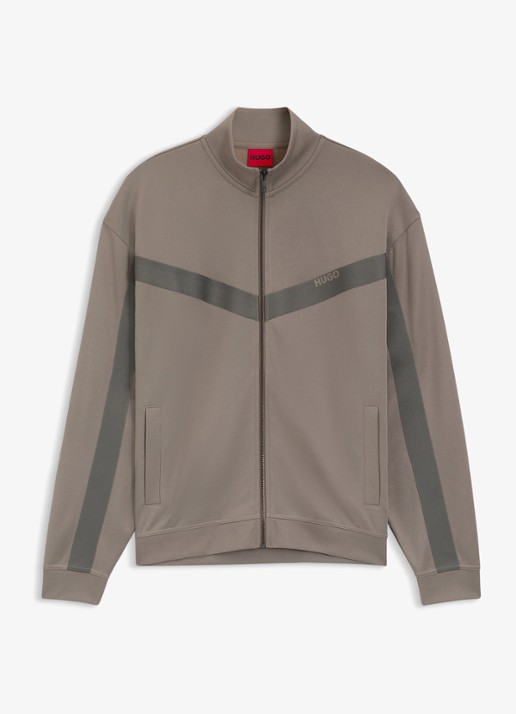 HUGO Sweatvest met logo - voorkant lichtbruin