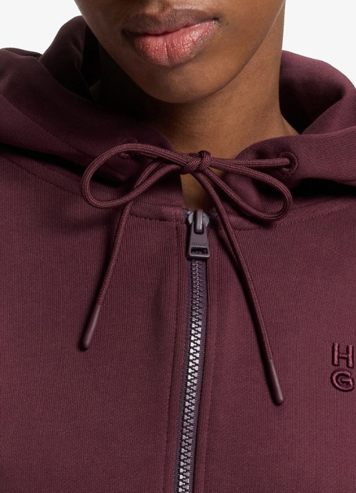 HUGO Sweatvest met logoborduring en capuchon - detail 4 dark purple-506 / paars