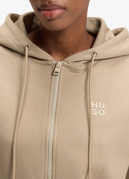 HUGO Sweatvest met logoborduring en capuchon - detail 3 light /pastel brown-232 / bruin