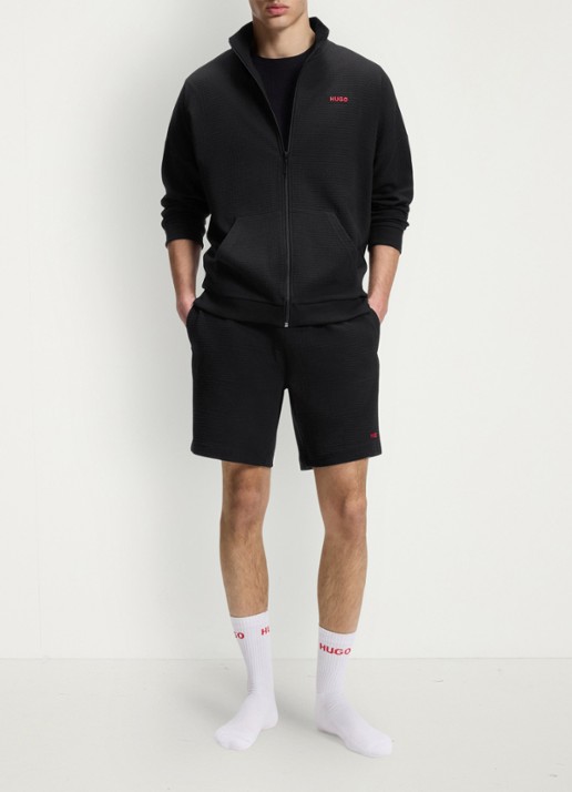 HUGO Sweatvest met wafelstructuur - voorkant 5 zwart