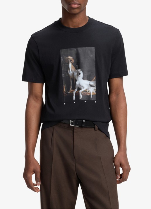 HUGO T-shirt met grafische print - detail 4 diepzwart