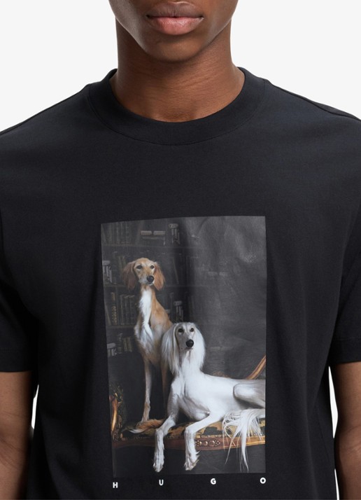 HUGO T-shirt met grafische print - detail 5 diepzwart