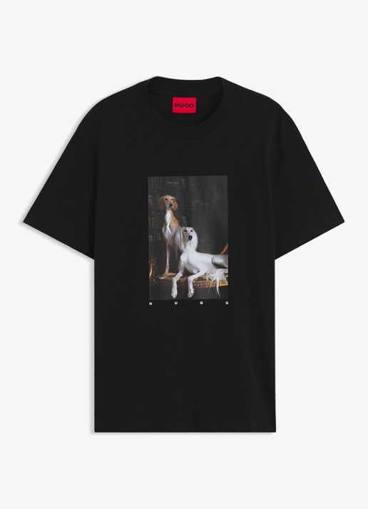 HUGO T-shirt met grafische print - voorkant diepzwart
