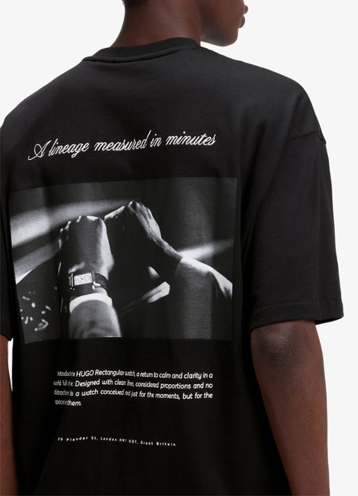 HUGO T-shirt met logo- en backprint - detail 2 zwart