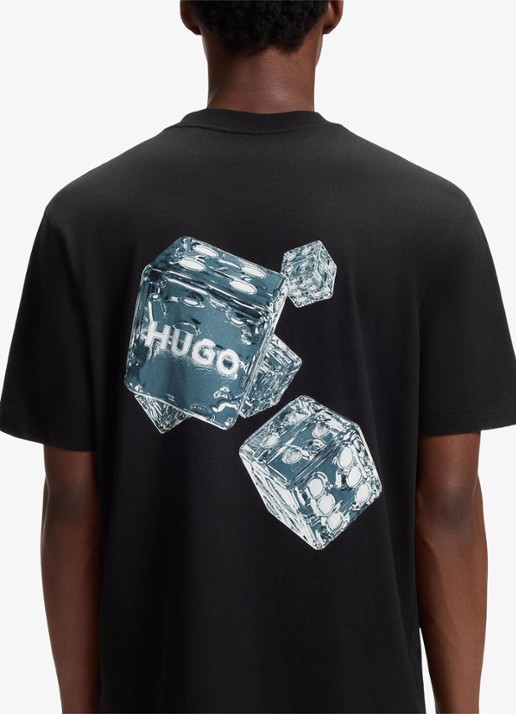 HUGO T-shirt met logo- en backprint - detail 2 zwart