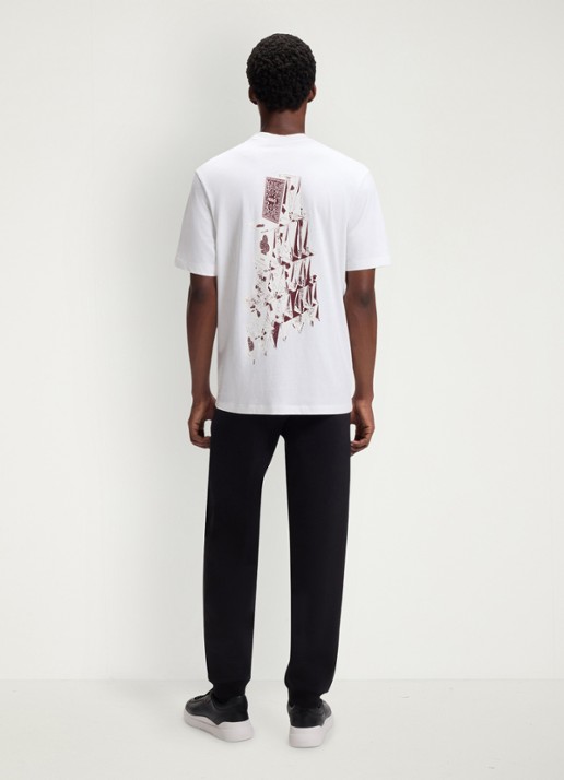 HUGO T-shirt met logo- en backprint - achterkant 5 wit