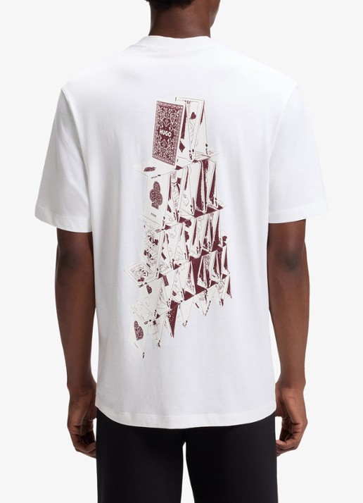 HUGO T-shirt met logo- en backprint - detail 4 wit