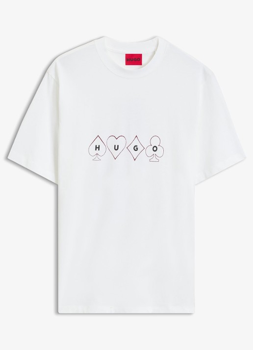 HUGO T-shirt met logo- en backprint - voorkant wit