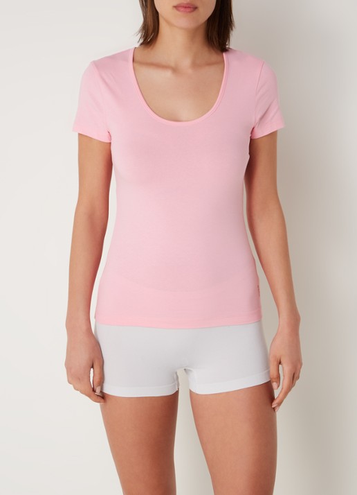 HUGO T-shirt met logo in 2-pack - voorkant 2 roze