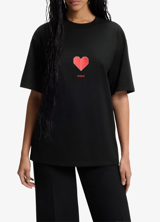 HUGO T-shirt met logo - detail 4 zwart