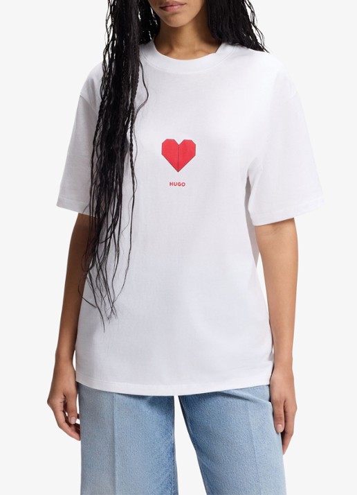 HUGO T-shirt met logo - detail 4 wit