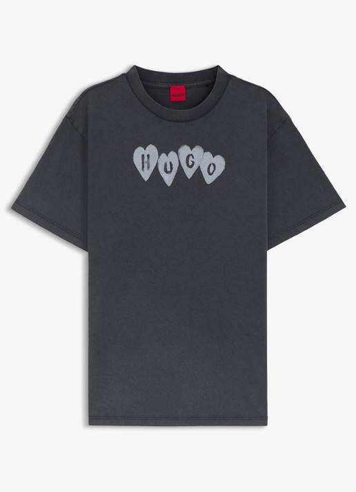 HUGO T-shirt met logo - voorkant donkergrijs
