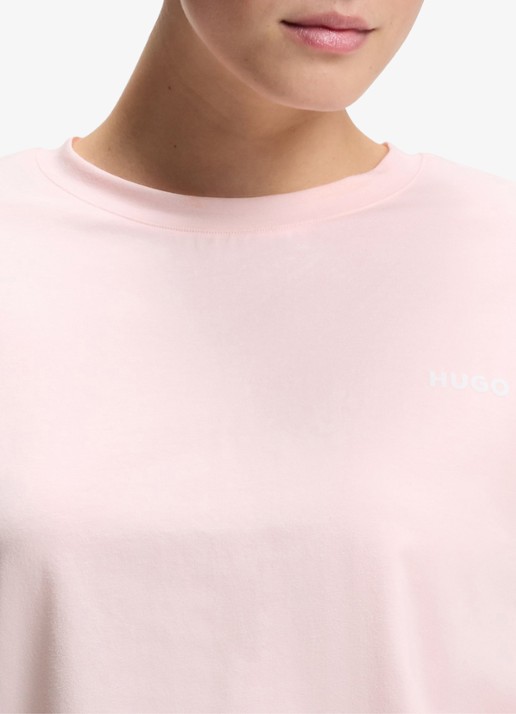 HUGO T-shirt met logoborduring - detail 3 lichtroze