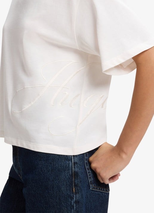 HUGO T-shirt met logoborduring  - detail 4 wit