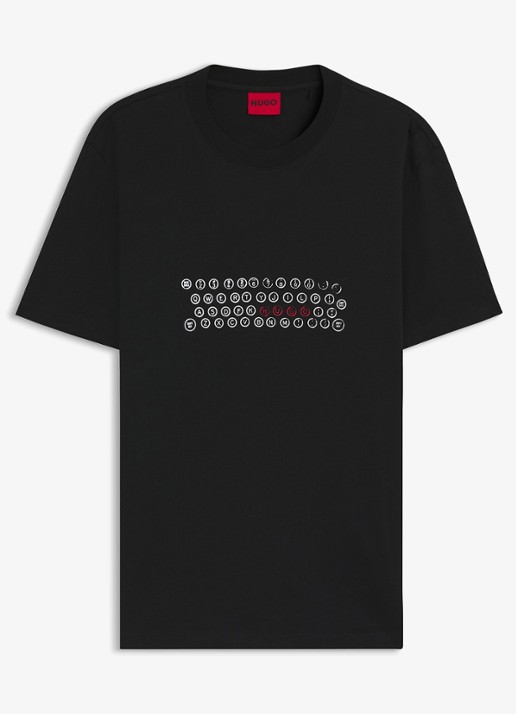 HUGO T-shirt met logoprint  - voorkant 3 zwart