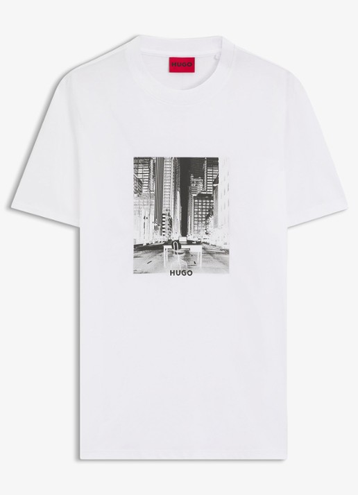 HUGO T-shirt met logoprint  - voorkant 4 wit