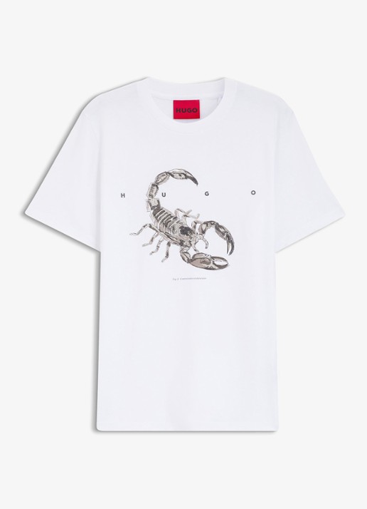 HUGO T-shirt met logoprint  - voorkant wit