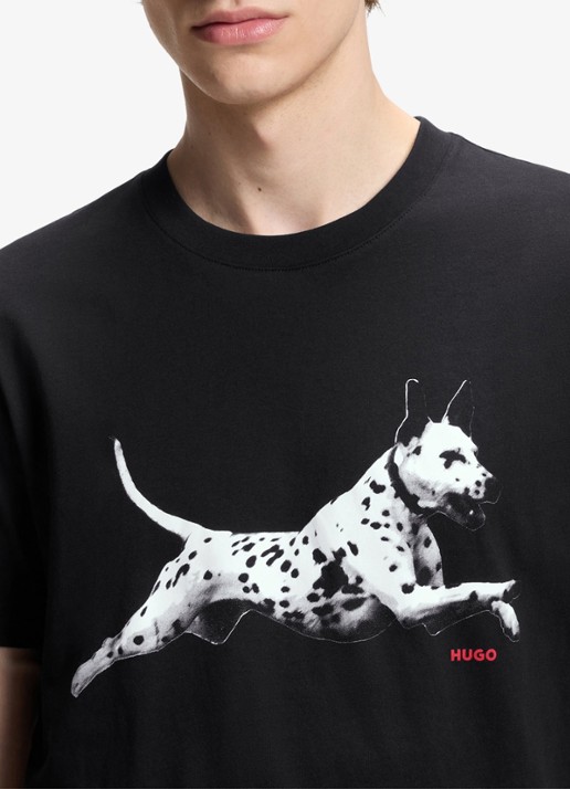 HUGO T-shirt met logoprint - detail 5 zwart