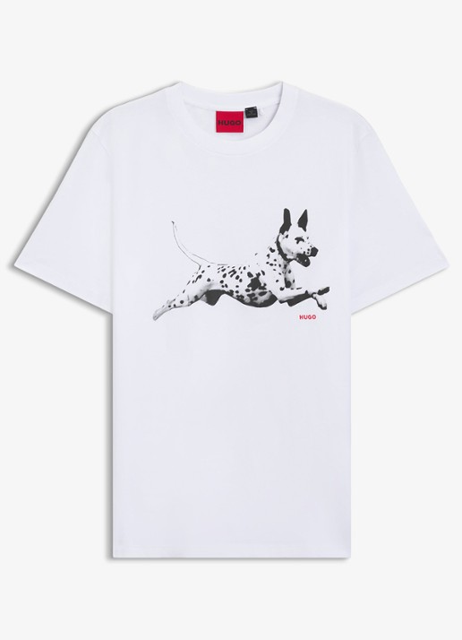 HUGO T-shirt met logoprint - voorkant wit