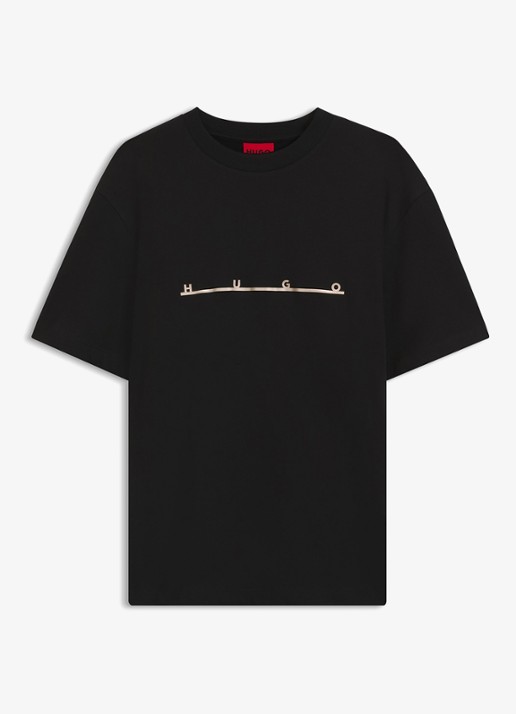 HUGO T-shirt met logoprint - voorkant zwart