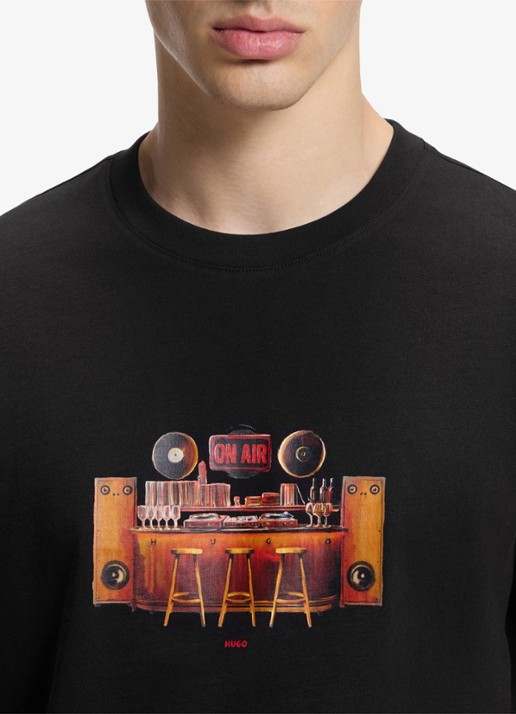HUGO T-shirt met print - detail 2 zwart