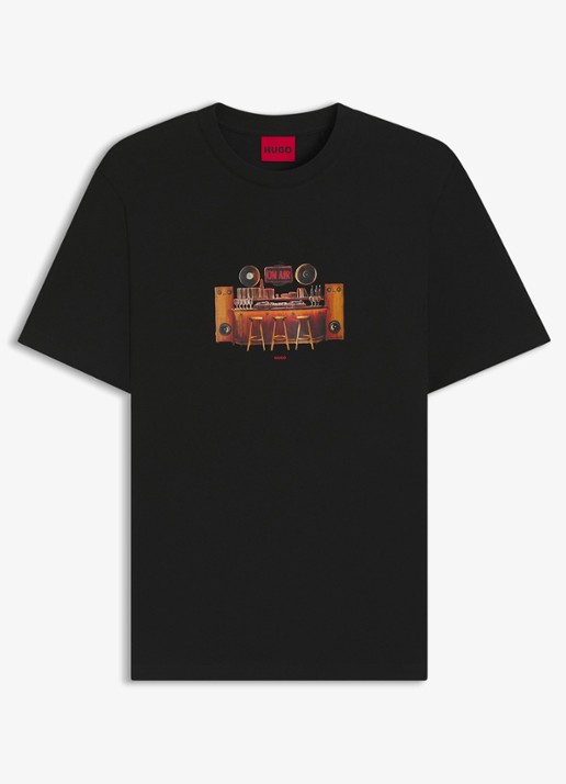 HUGO T-shirt met print - voorkant 3 zwart