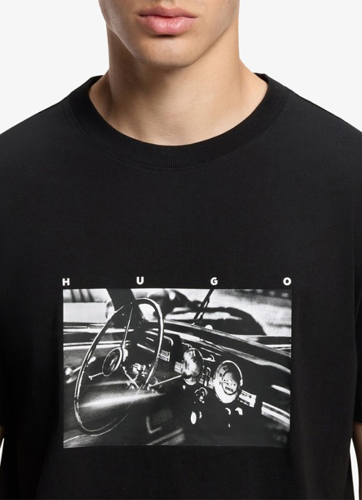 HUGO T-shirt met print - detail 5 diepzwart