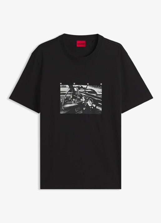 HUGO T-shirt met print - voorkant 2 diepzwart