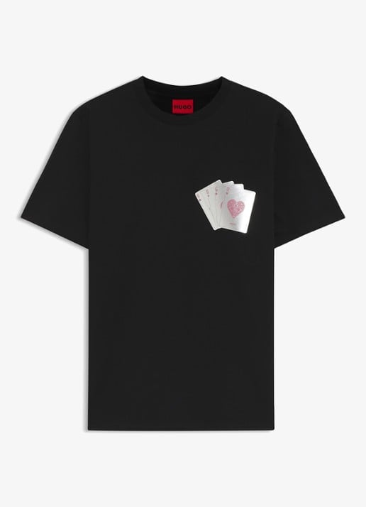 HUGO T-shirt met print - voorkant zwart