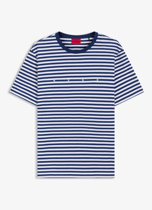 HUGO T-shirt met streepprint - voorkant wit