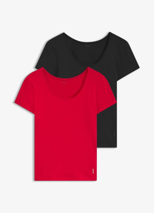 HUGO T-shirt met stretch in 2-pack - voorkant open red-644 / rood