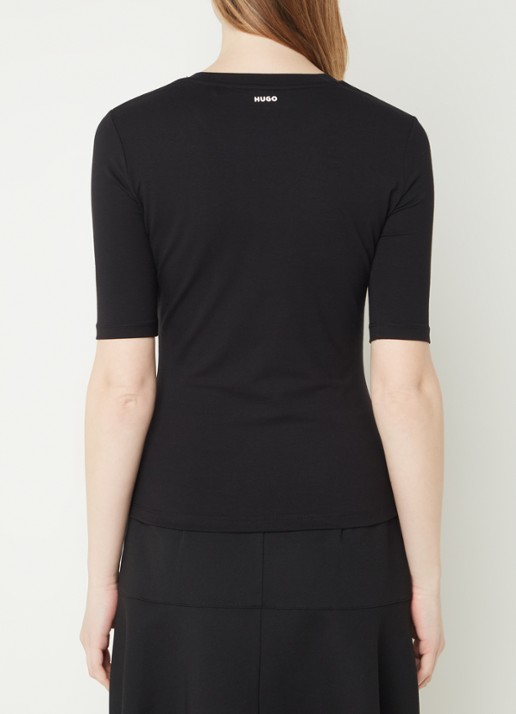 HUGO T-shirt met stretch - achterkant 4 zwart