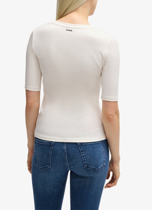 HUGO T-shirt met stretch - achterkant 5 gebroken wit
