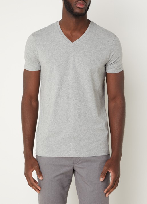 HUGO T-shirt met V-hals in 2-pack - detail 2 grijsmele