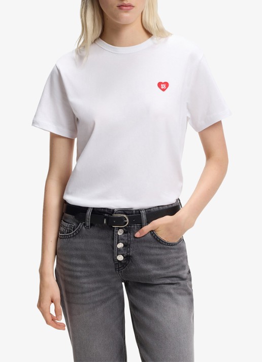 HUGO T-shirt van katoenen jersey met hartlogo