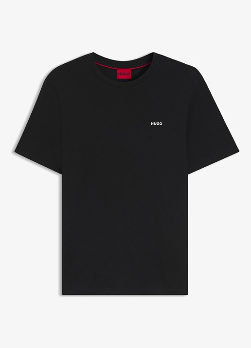 HUGO T-shirt van katoenen jersey met logoprint - voorkant 5 zwart