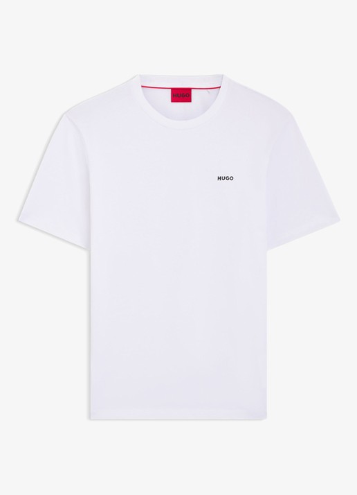 HUGO T-shirt van katoenen jersey met logoprint - voorkant wit