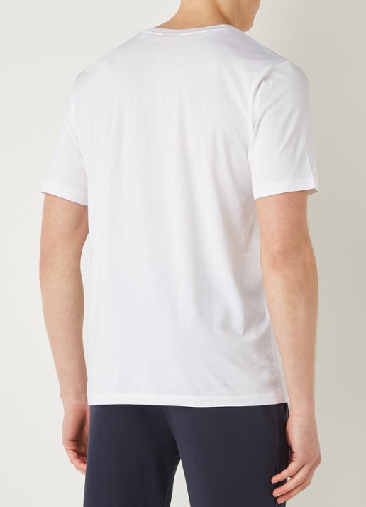 HUGO T-shirt van katoenen jersey met logoprint - achterkant 5 wit