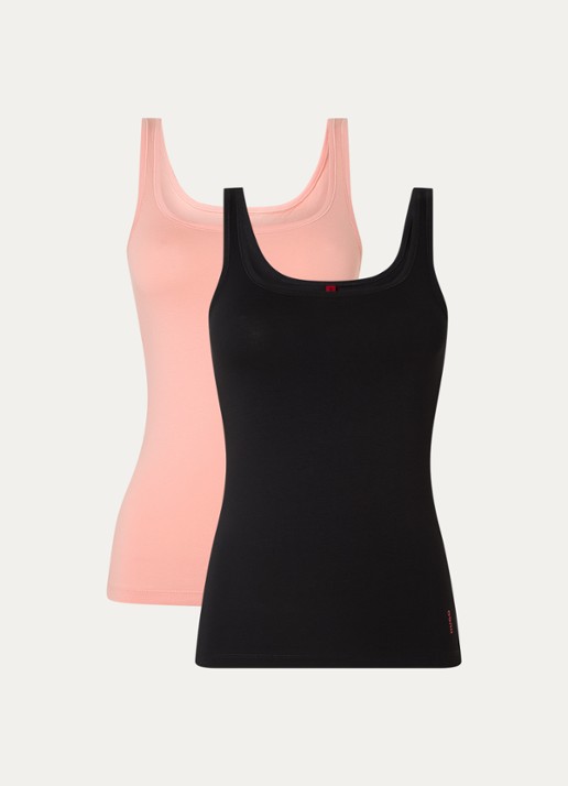 HUGO Tanktop met logo in 2-pack - voorkant 3 zalmroze