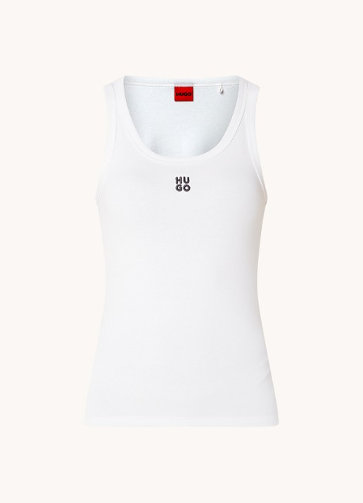 HUGO Tanktop met ribstructuur - voorkant 2 white-100 / wit