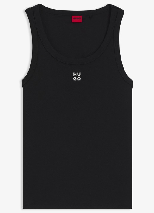 HUGO Tanktop met ribstructuur - voorkant 4 black-001 / zwart