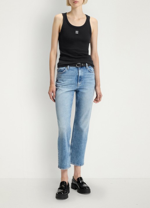HUGO Tanktop met ribstructuur - voorkant 5 black-001 / zwart