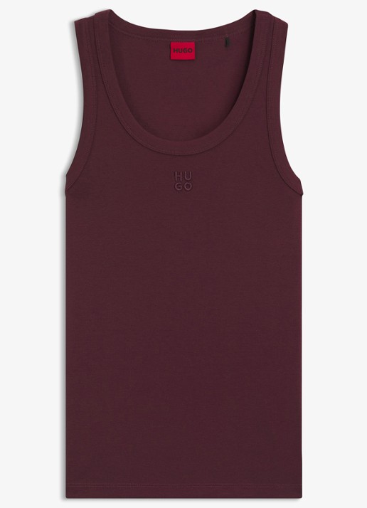 HUGO Tanktop met ribstructuur - voorkant 4 dark purple-506 / paars