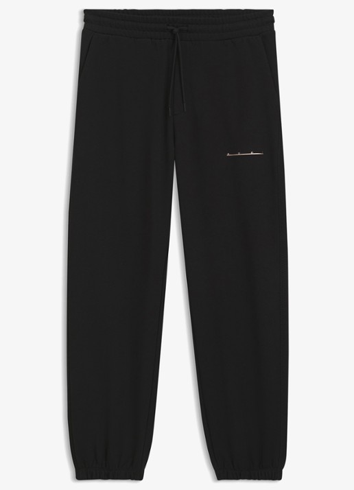 HUGO Tapered fit joggingbroek met logo - voorkant zwart