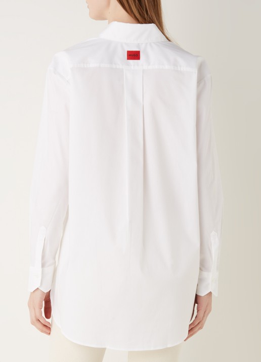 HUGO The Boyfriend blouse met stretch - achterkant wit